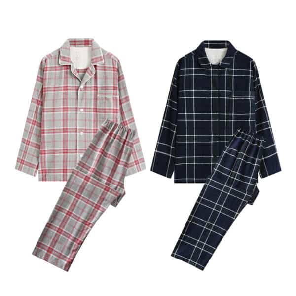 plaid pajamas set women and men